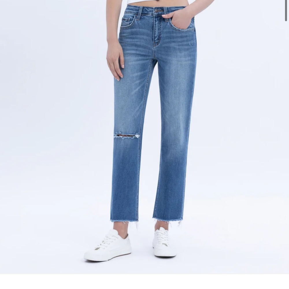 Flying Monkey Mid Rise Crop Straight Jeans